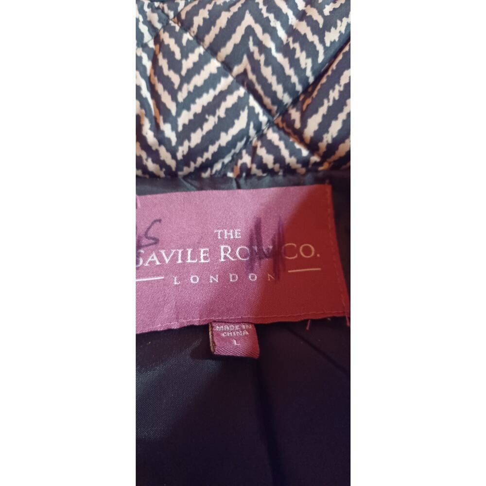 Savile Row Co. Women's Large Quilted Zip-Up Herringbone Vest Black White Preppy - Picture 5 of 7